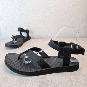 Teva Original Sandals Black Minimalist Open Toe Casual Flat Ankle Strap Size 9